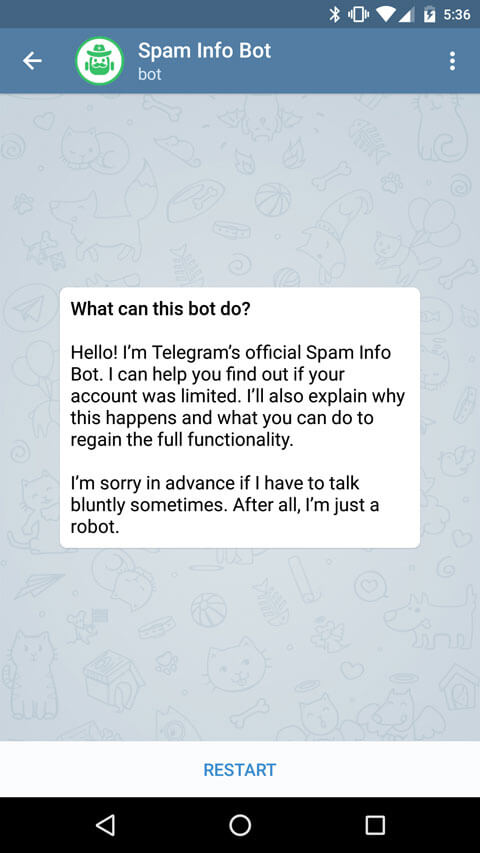 خروج از ریپورت تلگرام spambot