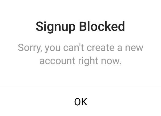Sign Up Block در اینستاگرام